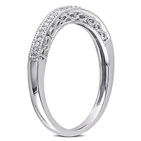 Bague courbée rétro Miabella avec accents de diamants en or blanc 10K