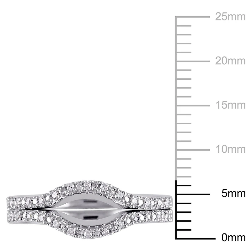 Ensemble de bague 2-pièces Miabella avec diamants 1/10 CT poids total en argent sterling