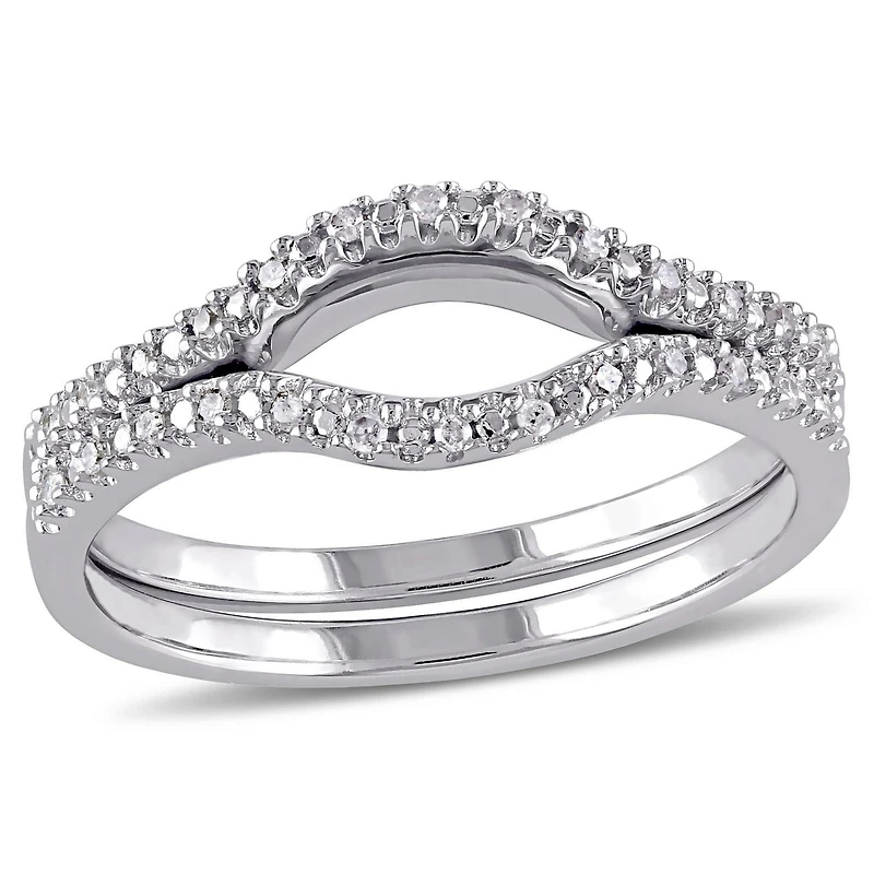 Ensemble de bague 2-pièces Miabella avec diamants 1/10 CT poids total en argent sterling