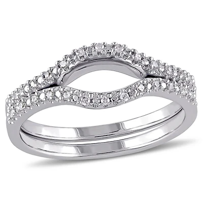 Ensemble de bague 2-pièces Miabella avec diamants 1/10 CT poids total en argent sterling