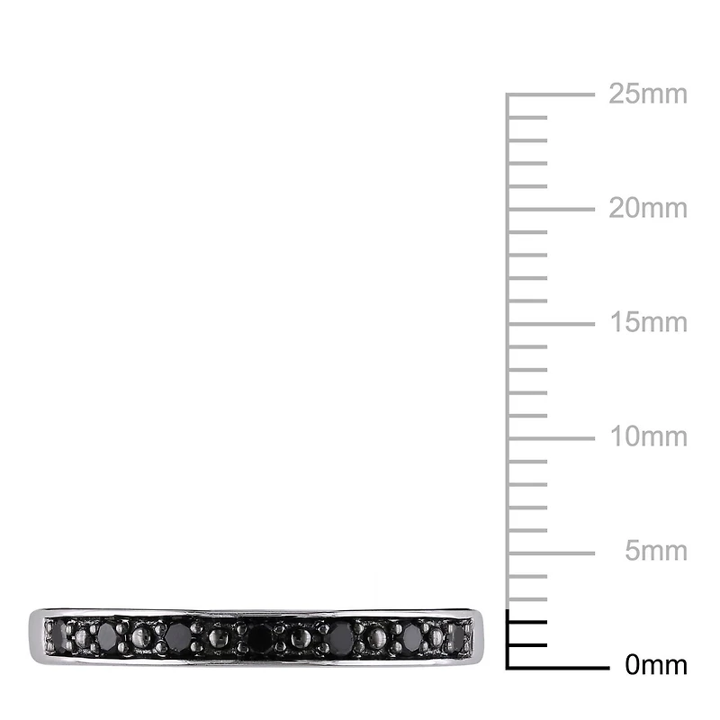 Bague d'anniversaire semi-éternité avec diamants noirs 1/10 CT poids total en argent sterling