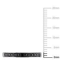 Bague d'anniversaire semi-éternité avec diamants noirs 1/10 CT poids total en argent sterling