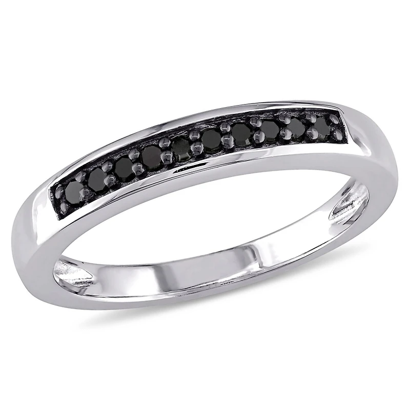 Asteria 1/10 Carat T.W. Black Diamond Sterling Silver Anniversary Band