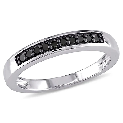 Asteria 1/10 Carat T.W. Black Diamond Sterling Silver Anniversary Band