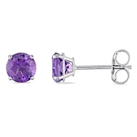 Tangelo 4/5 Carat T.G.W. Amethyst 14 K White Gold Solitaire Stud Earrings
