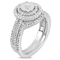 Miabella 1/4 Carat T.W. Diamond Sterling Silver Double Halo Bridal Set