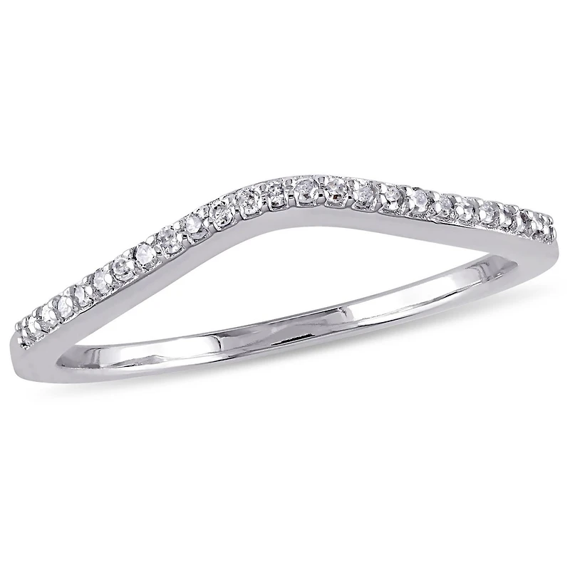 Bague contour courbée Miabella avec diamants 1/10 CT poids total en or blanc 10K
