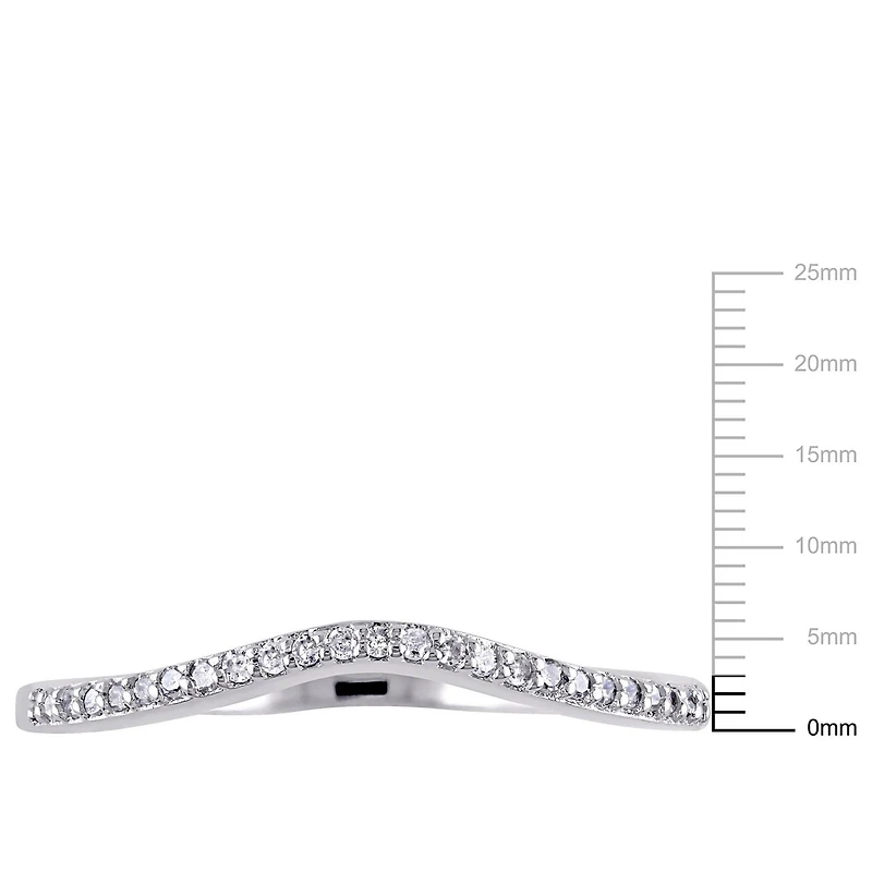 Miabella 1/10 Carat T.W. Diamond 10 K White Gold Contour Curved Band