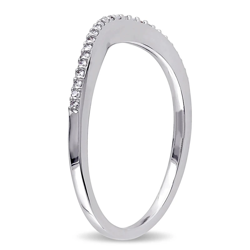 Bague contour courbée Miabella avec diamants 1/10 CT poids total en or blanc 10K