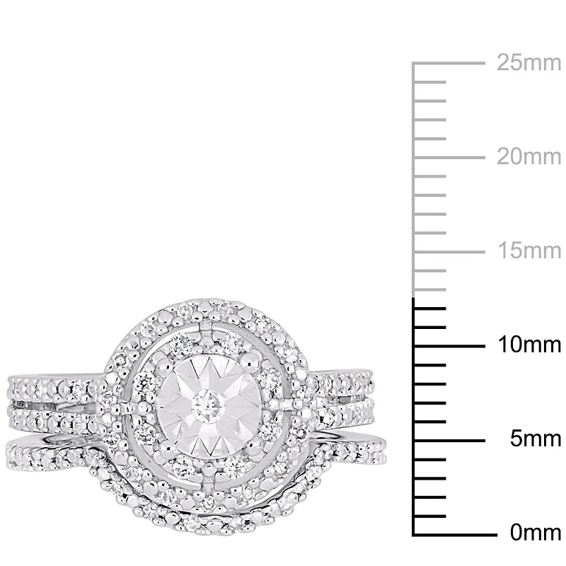 Miabella 1/4 Carat T.W. Diamond Sterling Silver Double Halo Bridal Set