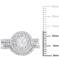 Miabella 1/4 Carat T.W. Diamond Sterling Silver Double Halo Bridal Set