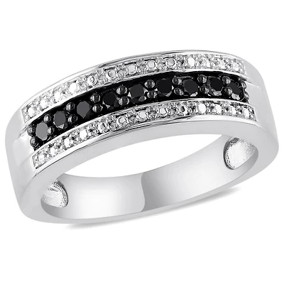 Asteria 1/4 Carat T.W. Black Diamond Sterling Silver Anniversary Ring