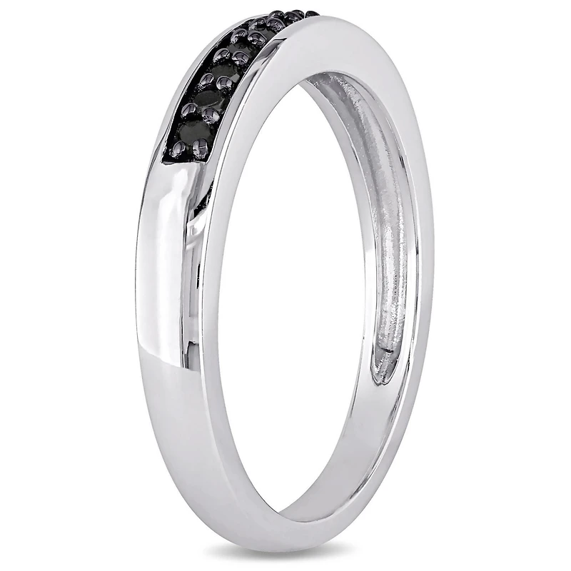Asteria 1/10 Carat T.W. Black Diamond Sterling Silver Anniversary Band
