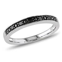 Bague d'anniversaire semi-éternité avec diamants noirs 1/10 CT poids total en argent sterling