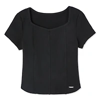 Justice Girls' Rib Square Neckline Top