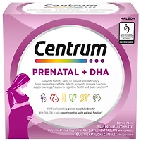 Centrum Prenatal+DHA Multivitamin Supplement with DHA/EPA Omega 3 Combo Pack, 120 Total Count, 1 x 60 Prenatal Tablets, 1 x 60 DHA Capsules