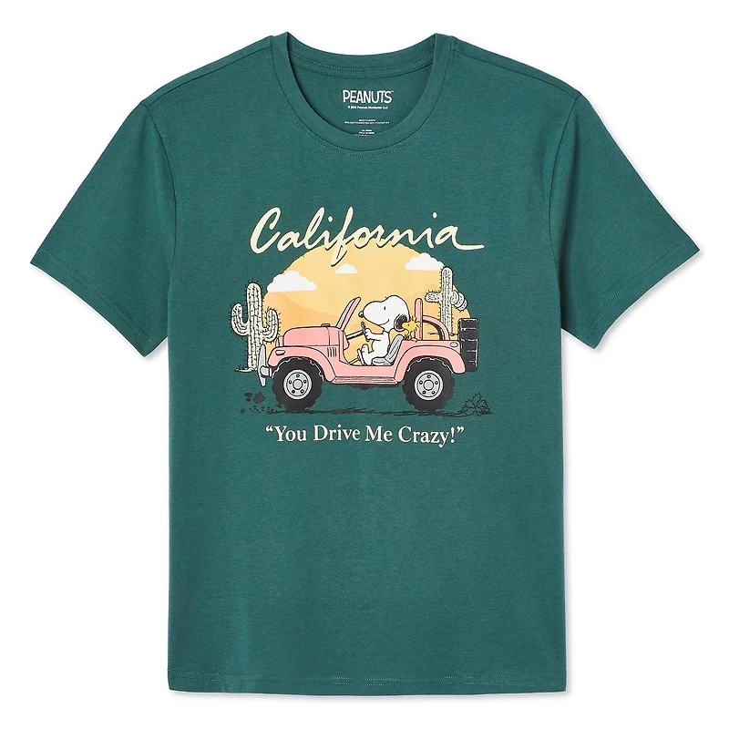 T-shirt coupe garçonne Snoopy California Peanuts pour femmes Tailles TP–TG