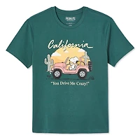 T-shirt coupe garçonne Snoopy California Peanuts pour femmes Tailles TP–TG
