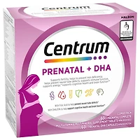 Centrum Prenatal+DHA Multivitamin Supplement with DHA/EPA Omega 3 Combo Pack, 120 Total Count, 1 x 60 Prenatal Tablets, 1 x 60 DHA Capsules