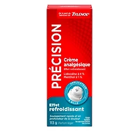 Crème analgésique Précision, Effet refroidissant, des fabricants de Tylenol, 4 % de lidocaïne et 1 % de menthol, soulagement rapide et efficace de la douleur, parfum léger 113 g