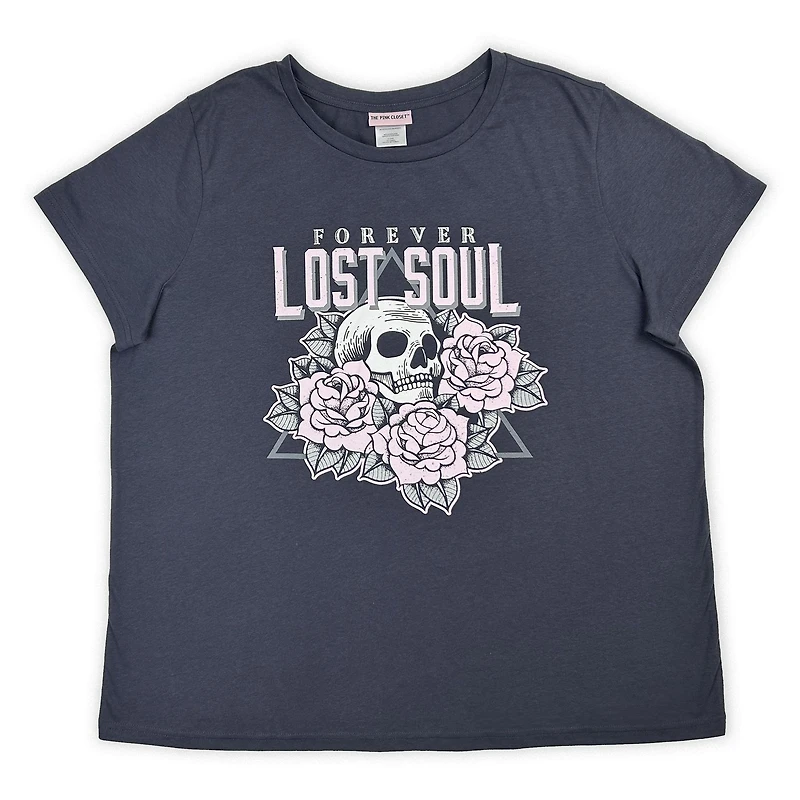 Pink closet-Tee-shirt à manches courtes taille plus pour femme.