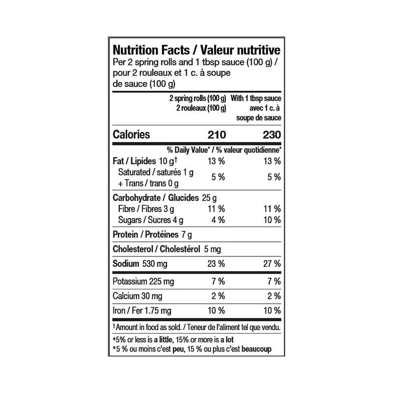 SUMM! Thai Basil Chicken Spring Rolls, 6 pieces spring rolls with 1 package of sauce, 350g