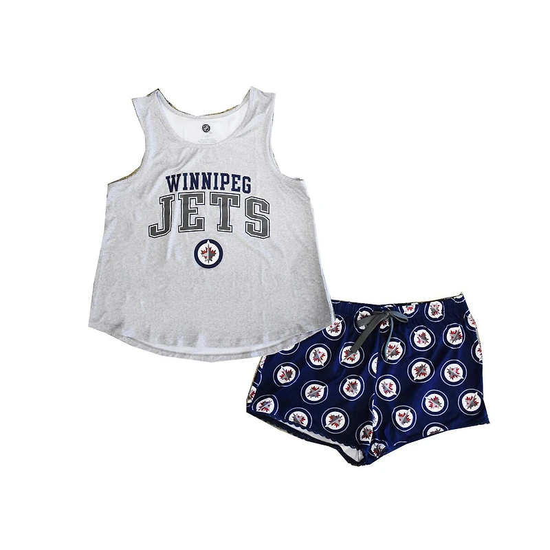 Ladies NHL 2 Piece Jets Geo Battle Sleep Set