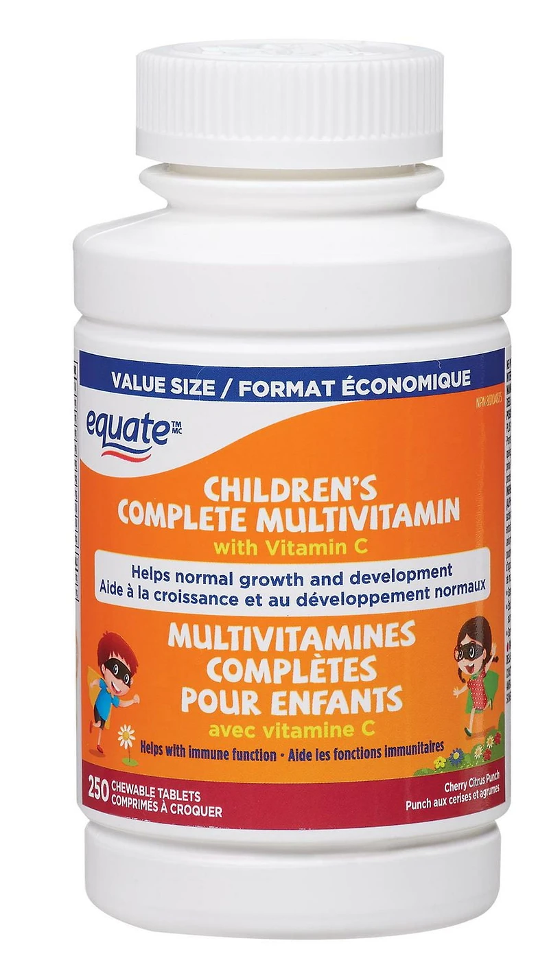 Equate Children’s Complete Multivitamin <br>with Vitamin C, 250s<br>Chewable tablets