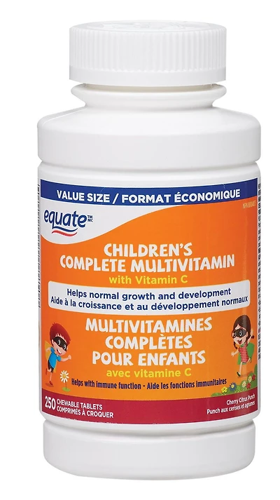 Equate Children’s Complete Multivitamin <br>with Vitamin C, 250s<br>Chewable tablets