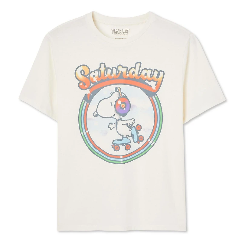 T-shirt à manches courtes Snoopy Peanuts pour femmes Tailles TP–TG