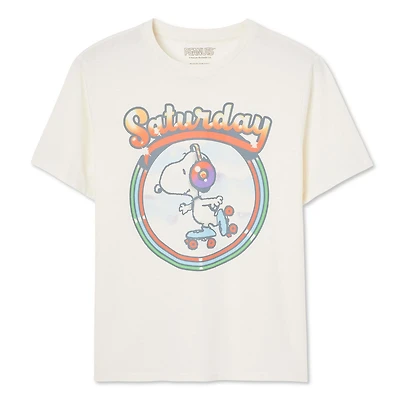 T-shirt à manches courtes Snoopy Peanuts pour femmes Tailles TP–TG