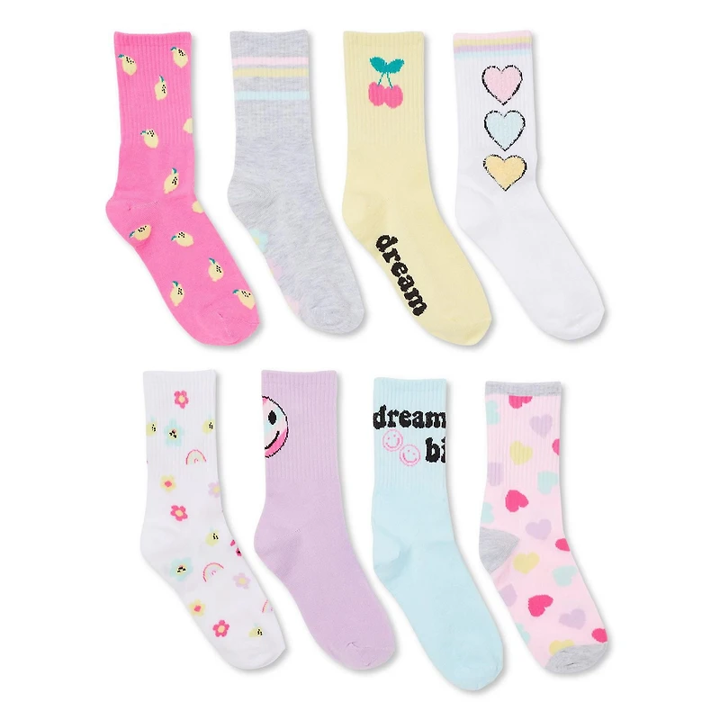 Lot de 8 paires mi-chaussettes George pour filles Pointures 11/2-3/6
