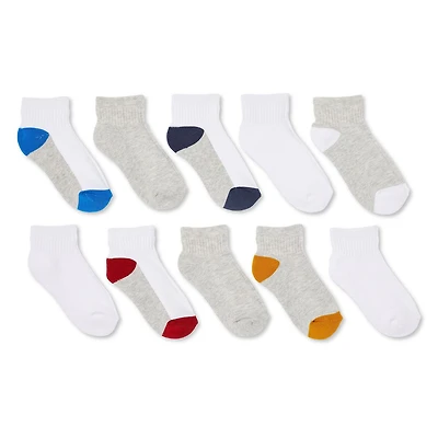 George Boys' Ankle Socks 10-Pack, Sizes 11/2-3/9