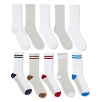 George Boys' Crew Socks 10-Pack, Sizes 11/2-3/9