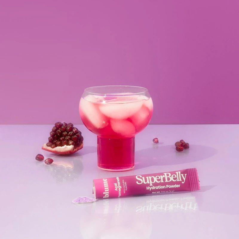 BLUME Superbelly Gut Health-Building Hydration Powder with Pre/Pro-biotics & Electrolytes - Acai Pomegranate Flavoured, BLM SPRBLY LEM GING 28g