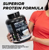 Revolution Nutrition, High Whey, Poudre de Protéines 2LB, 25 g de Protéines par Dosette, 908 g, 24 Portions, Sans Gluten, Masse Musculaire Maigre pour Hommes et Femmes, Shortcake à la Fraise (2 Livres)