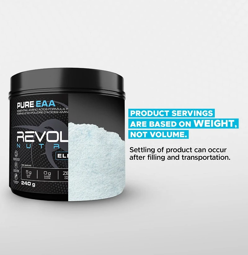Revolution Nutrition Pure EAA Powder, Essential Amino Acids for Post Workout Recovery,  Gluten Free, Zero Calorie, Zero Sugar,with Electrolytes, 5g EAAs per Serving, Blue Sharks, 240g (26 Servings)
