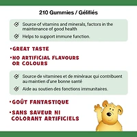 Nature's Bounty Kids Multivitamin Gummies, Source Of Vitamins And Minerals, Supports Immune Function, No Artificial Colours, No Artificial Flavours, Taste Great, Cherry, Grape And Orange Flavours