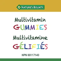 Nature's Bounty Kids Multivitamin Gummies, Source Of Vitamins And Minerals, Supports Immune Function, No Artificial Colours, No Artificial Flavours, Taste Great, Cherry, Grape And Orange Flavours