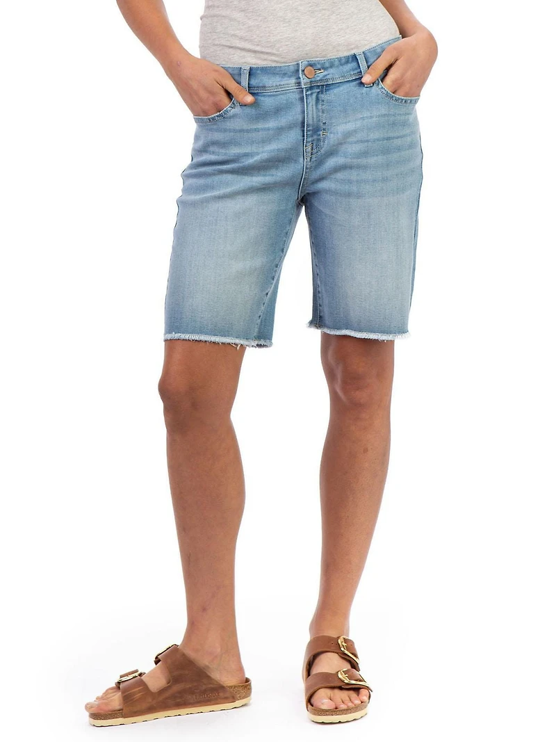 Bermuda slim femme Jordache avec effilochage
