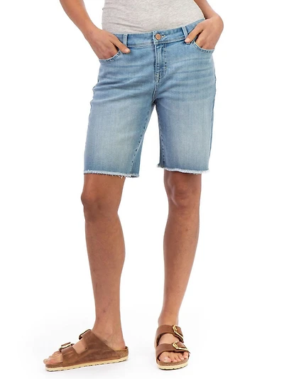 Bermuda slim femme Jordache avec effilochage