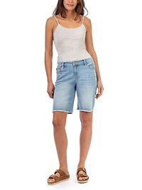 Bermuda slim femme Jordache avec effilochage