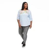 Penmans Plus Women's Printed Ruched Sleeve Tee