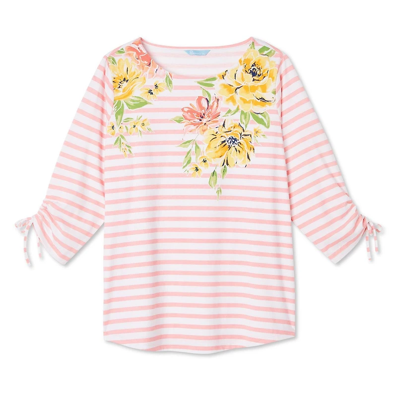 T-shirt imprimé à manches ruchées Penmans Plus pour femmes
