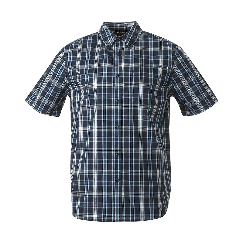 Chemise tissée boutonnée George pour hommes à manches courtes