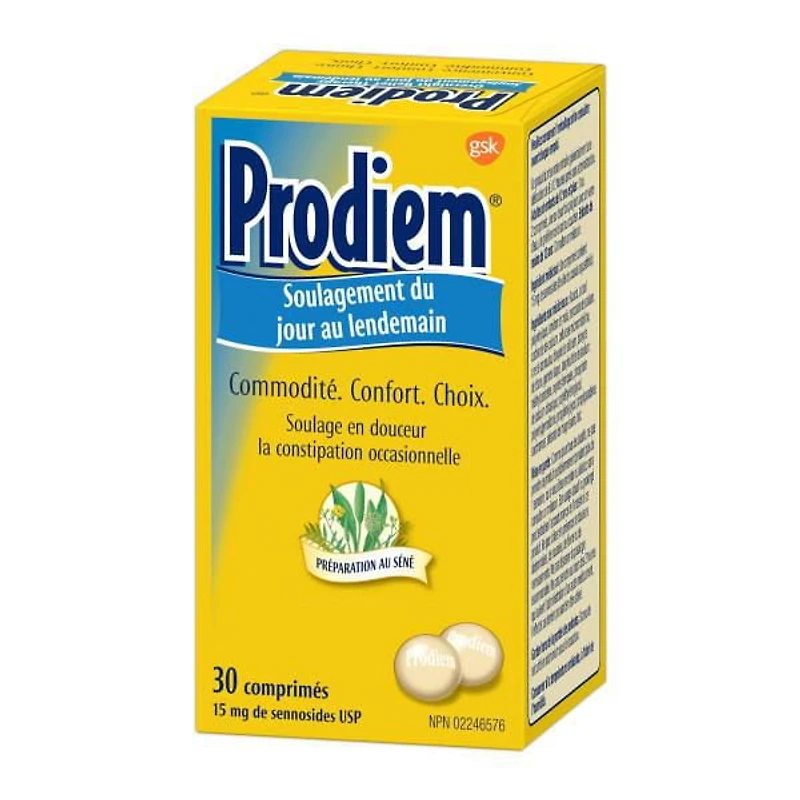 Prodiem Overnight Laxative and Constipation Relief Tablets, 15mg Sennosides, 30 Count, 30 tablets