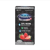 Bâtonnets de poudre d’électrolytes Pedialyte® AdvancedCare® Plus, électrolytes pour la déshydratation, fraise glacée, 6 x 17 g 6x17g