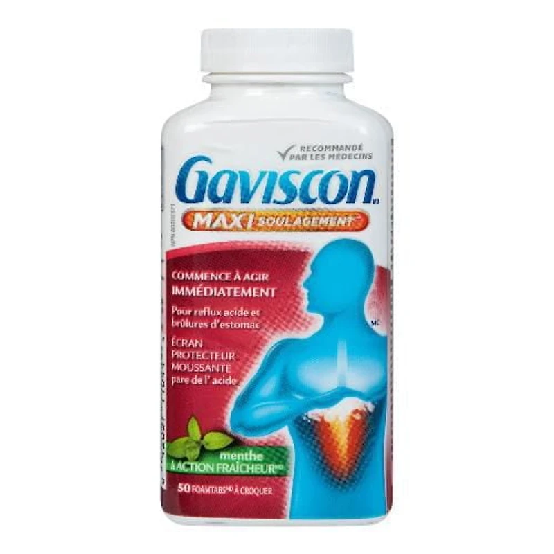 Gaviscon Maxi Soulagement Foamtabs À Croquer Menthe à Action Fraîcheur 50 Foamtabs à croquer