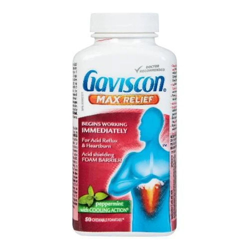Gaviscon Maxi Soulagement Foamtabs À Croquer Menthe à Action Fraîcheur 50 Foamtabs à croquer