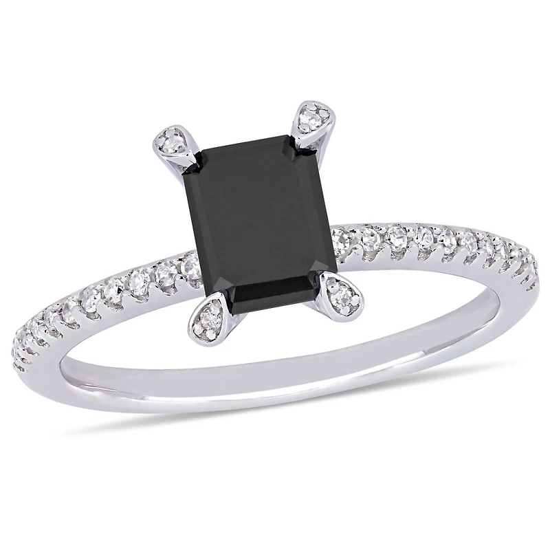 Asteria 1-1/10 Carat T.W. Black and White Diamond 10K White Gold Engagement Ring